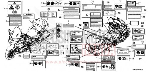 CAUTION LABEL GL1800K de 2019